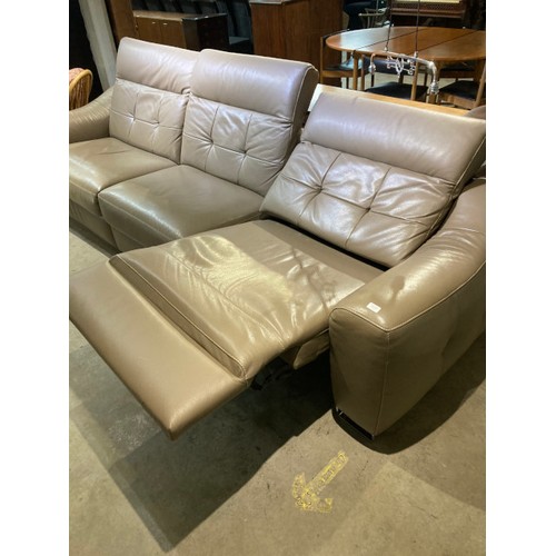 125 - ROM Mink leather electric reclining settee 85H 300W 100D (in three sections)