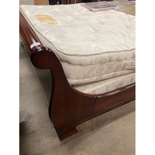 164 - And So To Bed mahogany king-size sleigh bed with sides rails and base and an And So To Bed Savoy mat... 