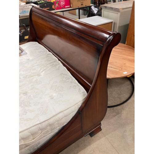 164 - And So To Bed mahogany king-size sleigh bed with sides rails and base and an And So To Bed Savoy mat... 