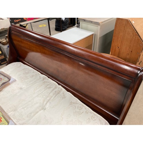 164 - And So To Bed mahogany king-size sleigh bed with sides rails and base and an And So To Bed Savoy mat... 