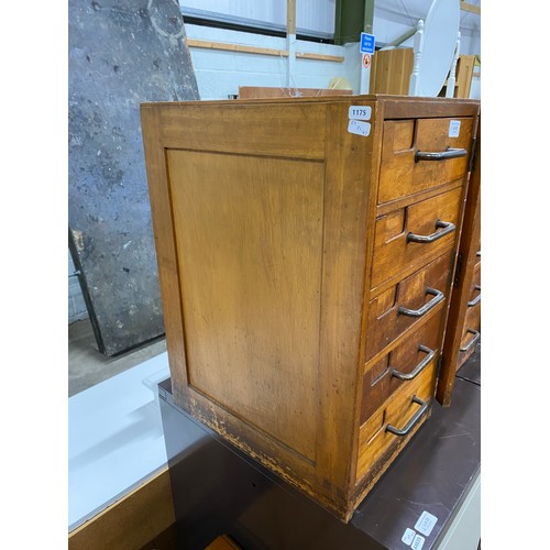 28 - 3 mid century teak banks of filing drawers (each unit 59H 31W 43D)