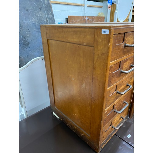 28 - 3 mid century teak banks of filing drawers (each unit 59H 31W 43D)