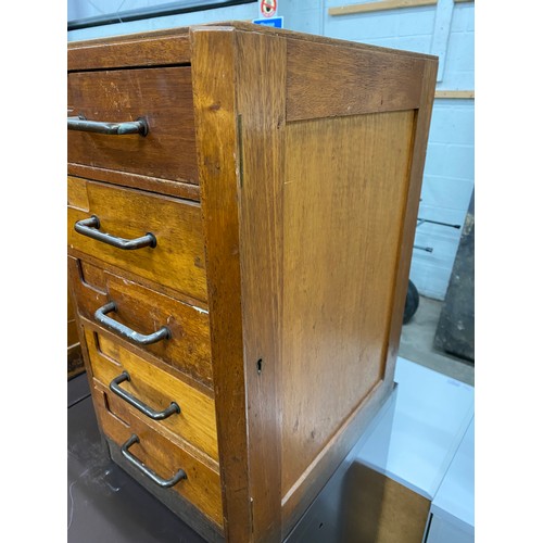 28 - 3 mid century teak banks of filing drawers (each unit 59H 31W 43D)