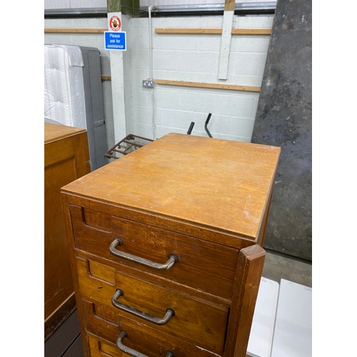 28 - 3 mid century teak banks of filing drawers (each unit 59H 31W 43D)