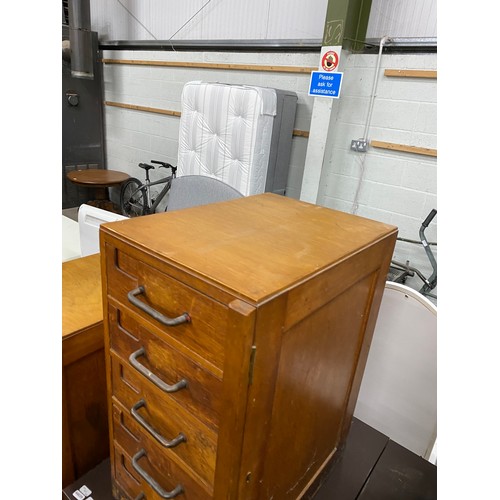 28 - 3 mid century teak banks of filing drawers (each unit 59H 31W 43D)