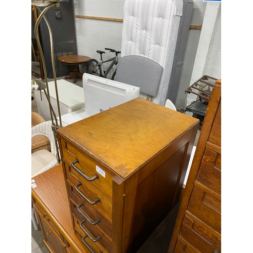 28 - 3 mid century teak banks of filing drawers (each unit 59H 31W 43D)