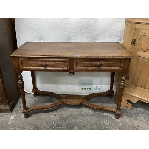 10 - Edwardian oak two drawer console table 70H 104W 45D