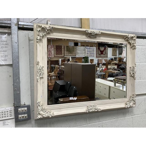 35 - French antique style cream framed mirror 91 x 120cm