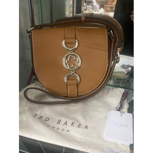 356 - Ted Baker Kensina ladies tan leather cross body bag with Magnolia detail with tags and dust bag (new... 