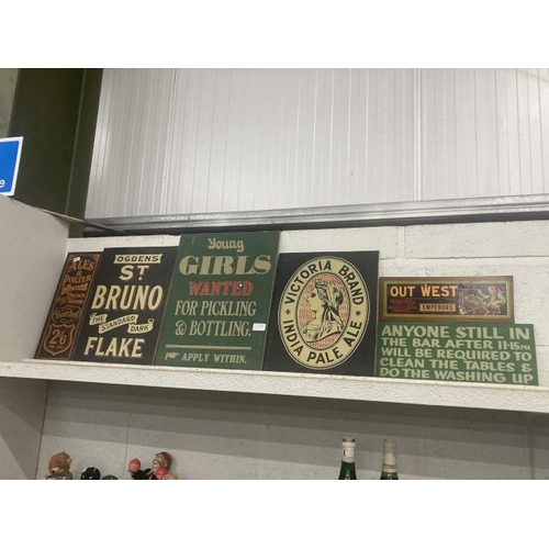 372 - 6 vintage style wooden signs inc. Ogden's, Ales & Porter, Victoria Brand India Pale Ale, Out West Br... 