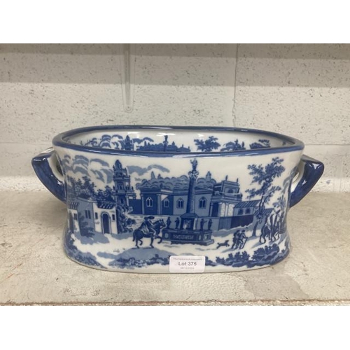 375 - Ironstone blue & white planter 35W 14H 23D