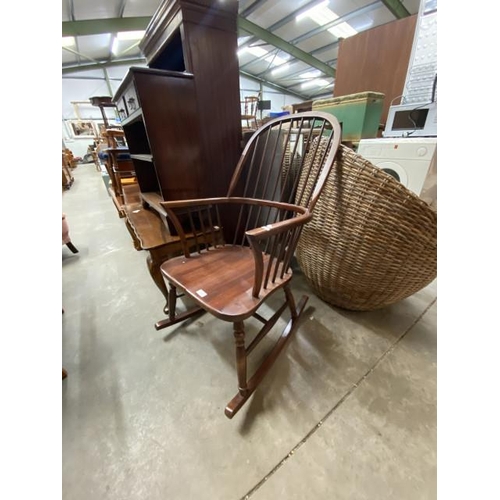 48 - Good quality oak Windsor rocking chair 100H 58W 70D