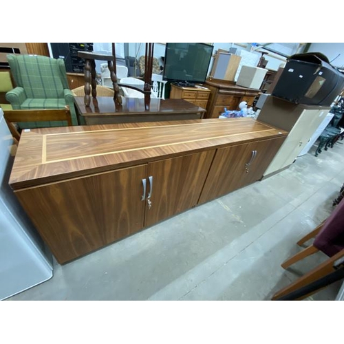 54 - Rosewood effect inlaid four door boardroom sideboard with 4 keys 73H 230W 53D