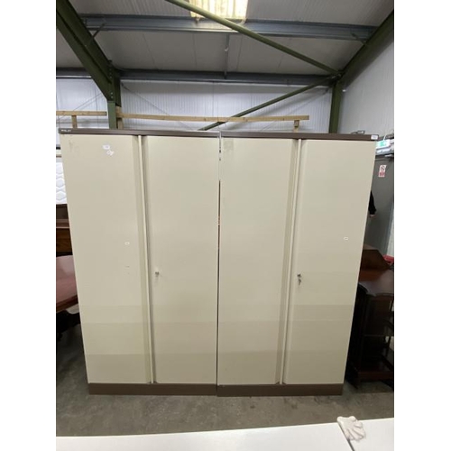 64 - 2 Bisley metal two door cupboards with shelves to the interior (with keys) 180H 91W 46D