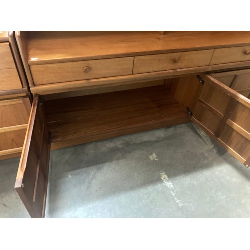 21 - Mid century teak Nathan 'Squares' furniture including a corner cupboard 75H 70W 70D, media cupboard ... 