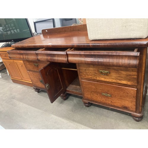 27 - Victorian mahogany dresser base with seven drawers and one door 96H 170W 57D