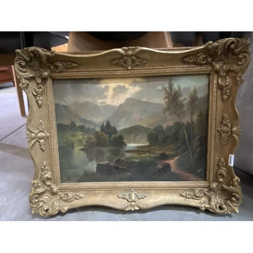 108 - Gilt framed oil on canvas, initialled to bottom left 36 x 46cm (24 x 34cm)