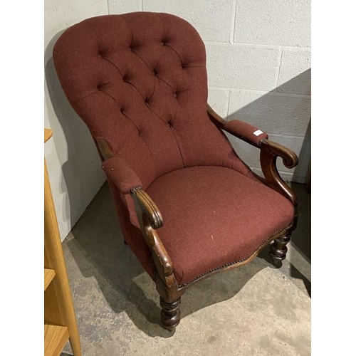 131 - Victorian rosewood framed armchair 95H 70W