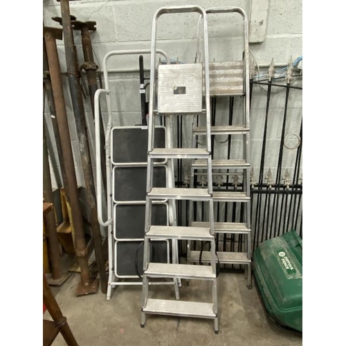 159 - Abru aluminium step ladders, Coopers Step Safety Ladders and a pair of aluminium step ladders