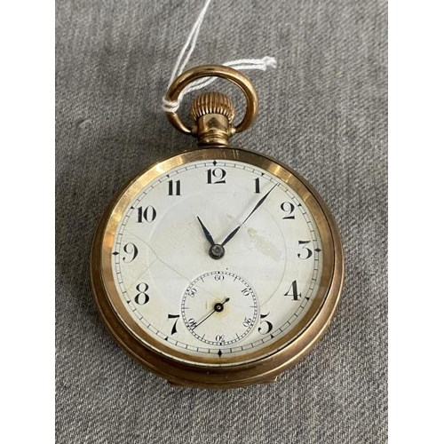 340 - Gilt cased 7 jewels pocket watch, untested