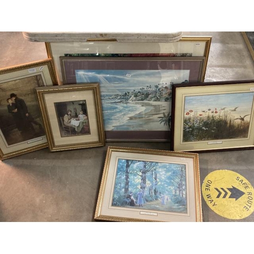 423 - 6 framed pictures inc. 'The Garden of Eden', 'The Green Walk', 'On The Rise' etc.