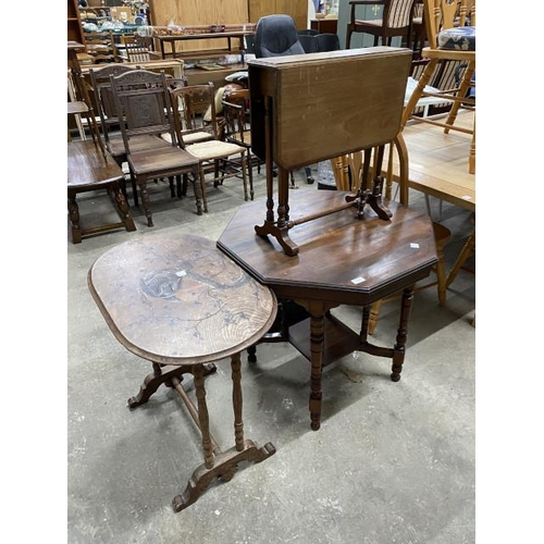 51 - Victorian mahogany octagonal occasional table 70H 73W 73D, mahogany inlaid Sutherland table 56H 55W ... 