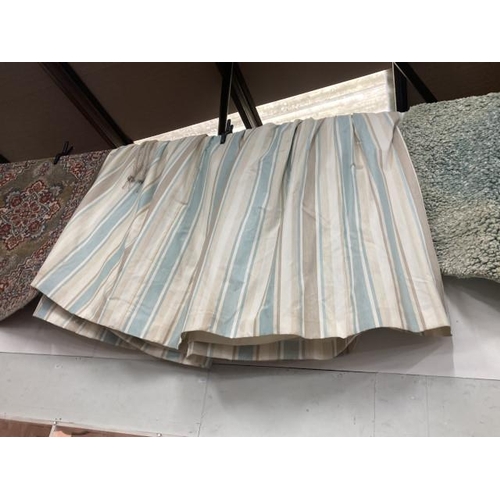 559 - One pair of striped lined curtains 300cm wide x 210cm drop