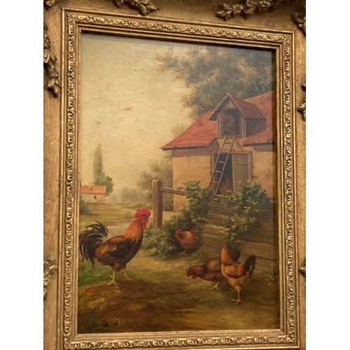 391 - 3 ornate gilt framed signed Victor Baird (1857-1924) poultry scene oils on boards, one measures 35x4... 