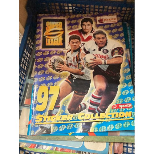 417 - Collection of sticker albums and memorabilia for football, super league, Star Wars etc,  including A... 