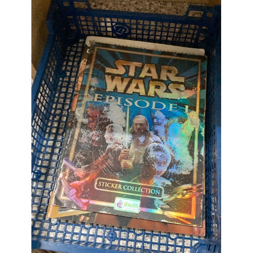 417 - Collection of sticker albums and memorabilia for football, super league, Star Wars etc,  including A... 