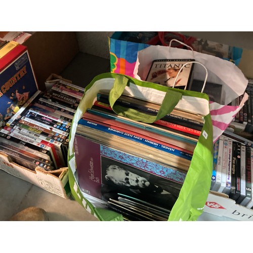 482 - 5 boxes & 11 bags of LP's, CD's & DVD's