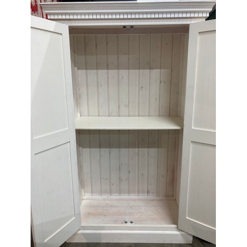 526 - Contemporary white two door wardrobe with 2 hanging rails and one shelf to the interior 204H 126W 63... 