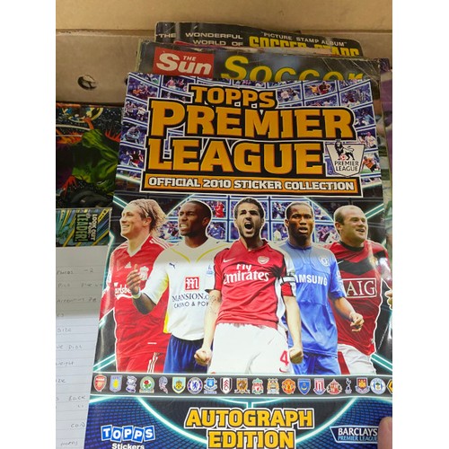 417 - Collection of sticker albums and memorabilia for football, super league, Star Wars etc,  including A... 