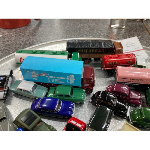 256 - 44 mainly diecast 1:76 model vehicles with information cards including Ford 107E Prefect 1960-61, MG... 