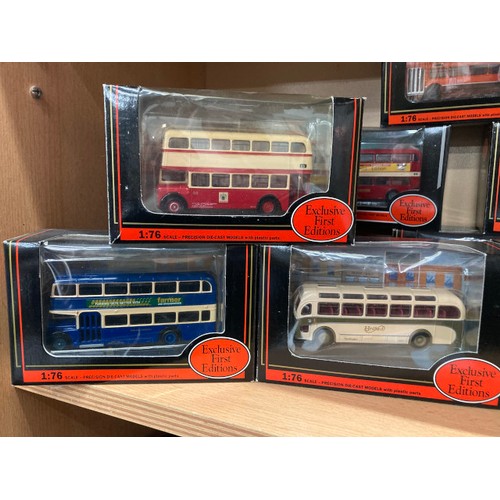 265 - 12 boxed 1:76 diecast Exclusive First Editions buses including Bristol MW Coach Royal Blue 16203, Da... 