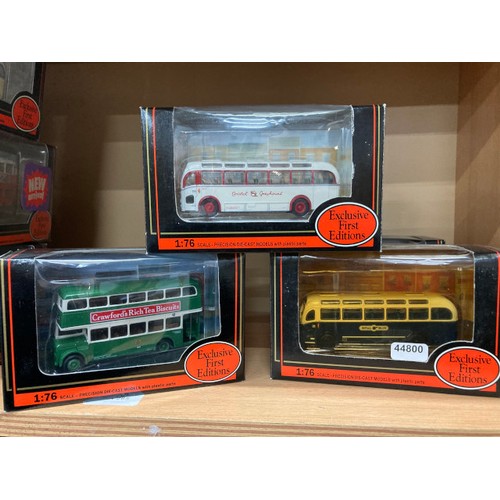 265 - 12 boxed 1:76 diecast Exclusive First Editions buses including Bristol MW Coach Royal Blue 16203, Da... 