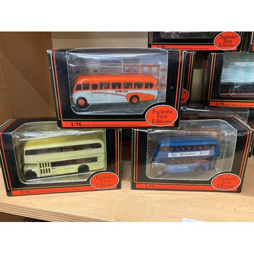 266 - 13 boxed 1:76 diecast Exclusive First Editions buses including AEC Regal Duple Halfcab East Yorkshir... 