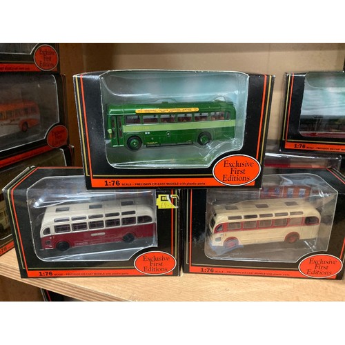 266 - 13 boxed 1:76 diecast Exclusive First Editions buses including AEC Regal Duple Halfcab East Yorkshir... 