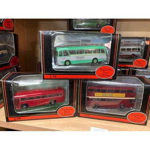 267 - 13 boxed 1:76 diecast Exclusive First Editions buses including Cavalier Coach East Yorkshire 12102, ... 