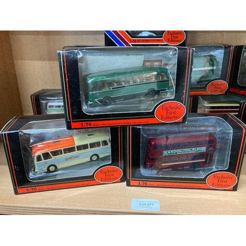 277 - 12 boxed 1:76 diecast Exclusive First Editions buses including AEC Regent V South Wales 19704, Bedfo... 