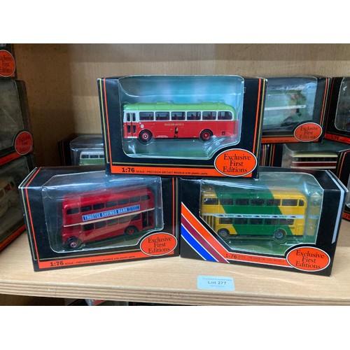 277 - 12 boxed 1:76 diecast Exclusive First Editions buses including AEC Regent V South Wales 19704, Bedfo... 