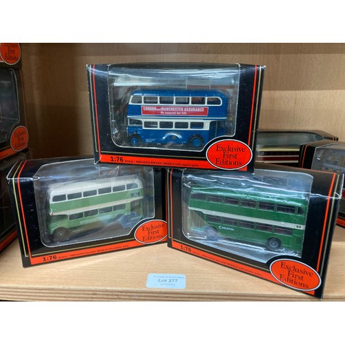 277 - 12 boxed 1:76 diecast Exclusive First Editions buses including AEC Regent V South Wales 19704, Bedfo... 