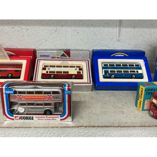 409 - 19 boxed CORGI diecast buses (some limited editions) including Midland Red Leyland Leopard, London T... 