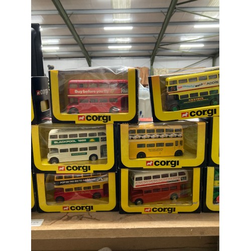 479 - 14 boxed CORGI model double decker buses including Routemaster 469s etc (unchecked)