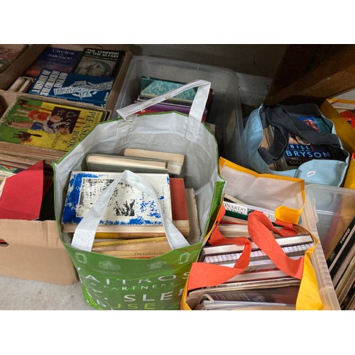 486 - 8 bags & 6 boxes of books & 1 crate of LP's inc. Angela Brazil, Warne's, A. Thirkell, Susan Hill, Su... 