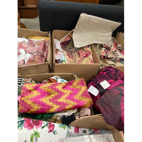 221 - Large quantity of ex shop stock samples including cushion covers and curtains  from suppliers such a... 