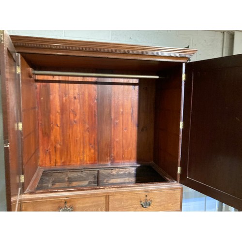 138 - Victorian mahogany converted linen press - hanging rail to the interior with one base drawer 195H 13... 