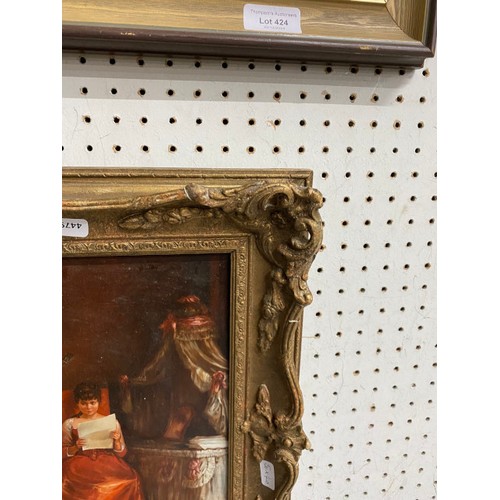 425 - Gilt framed oil painting on panel by Rene Maire Leon Devillario (French, 1874-1942) signed lower rig... 