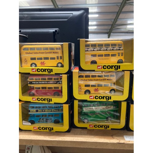 439 - 14 boxed CORGI model double decker buses including Routemaster 469s etc (unchecked)