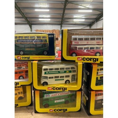 441 - 14 boxed CORGI model double decker buses including Routemaster 469s etc (unchecked)